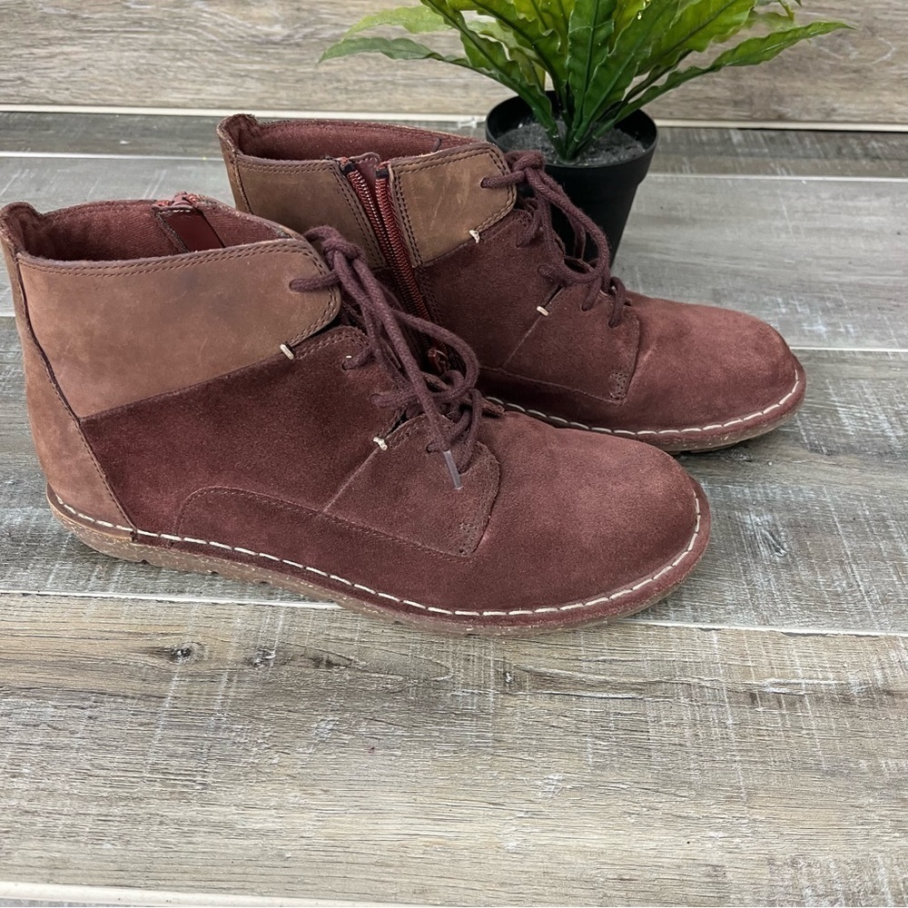 CLARKS Tamitha Key Mahogany Laced Ankle Boot Side Zipper Women’s Size 7 - Picture 6 of 16